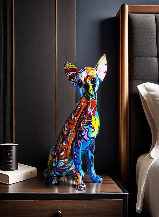 FUNSXBUG Colorful Chihuahua Dog Art Statue Figurines Sculpture Collectibles Home Office Living Room Desktop Display Decoration - Image 4